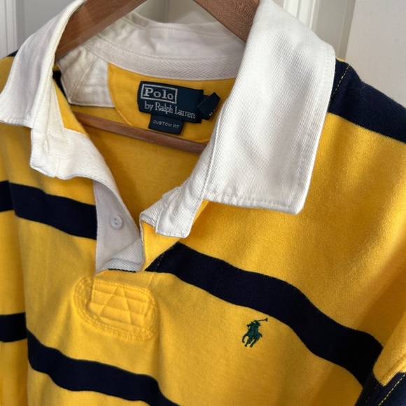 Polo Ralph Lauren Other - Like new Polo Ralph Lauren Yellow and Navy Striped Rugby Shirt size Large